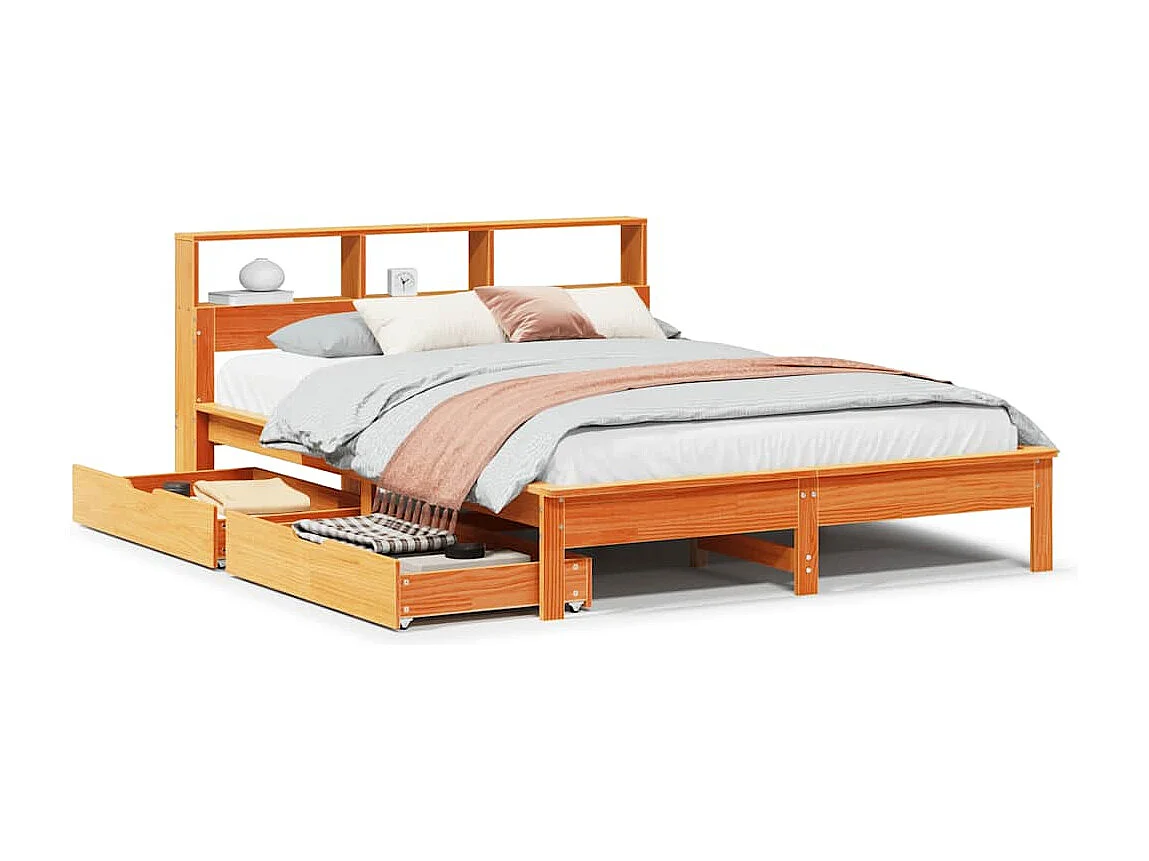 Cama com estante sem colchão 135x190 cm pinho maciço