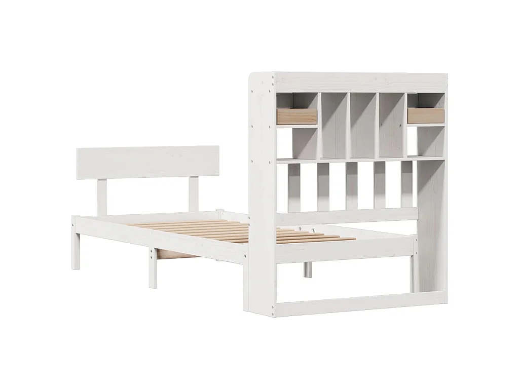 Cama con estantería sin colchón madera maciza de pino 90x190 cm