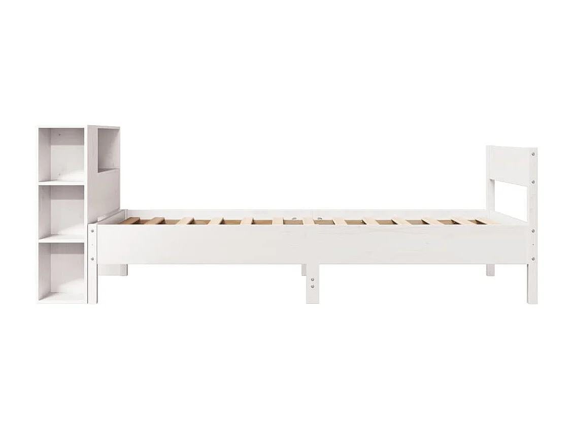 Cama com estante sem colchão 90x190 cm pinho maciço branco