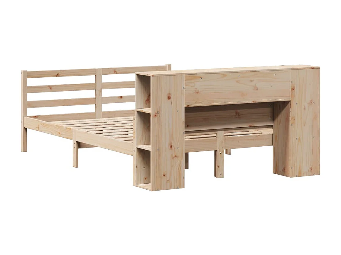 Lit bibliothèque sans matelas 135x190 cm bois de pin massif