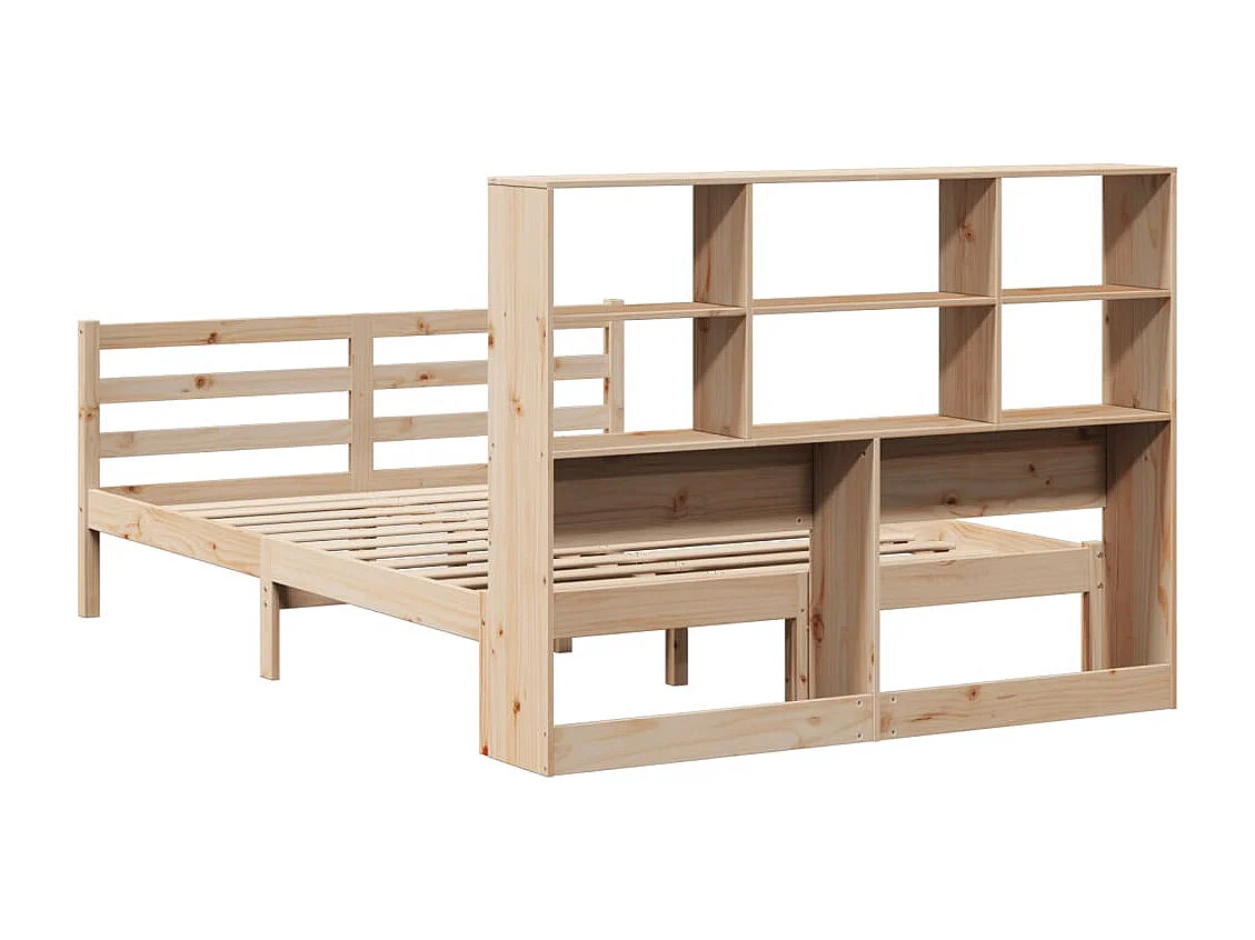 Lit bibliothèque sans matelas 135x190 cm bois de pin massif