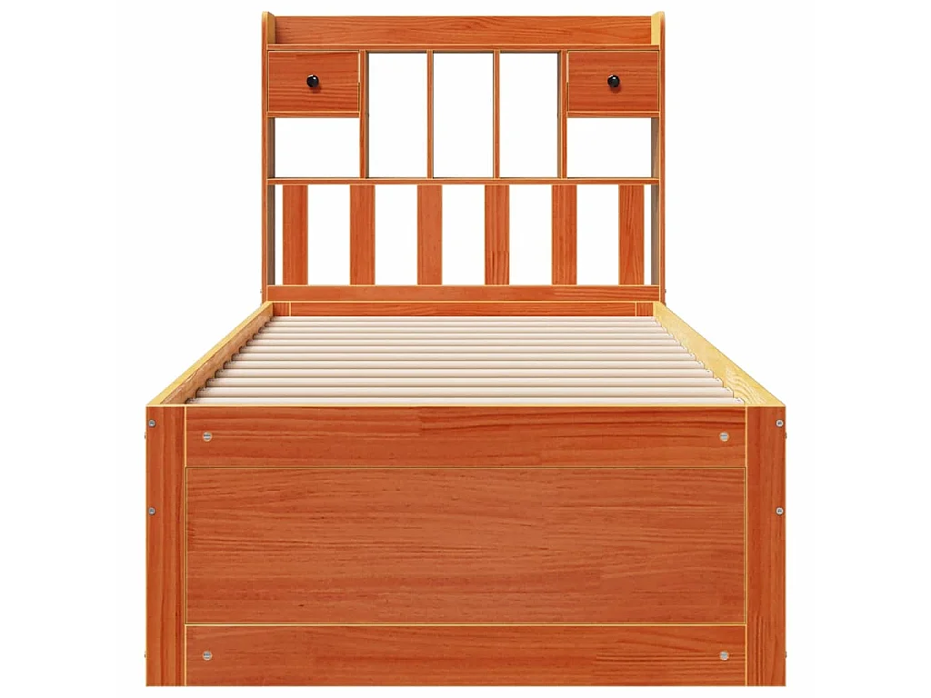 Letto Libreria senza Materasso Marrone Cera 75x190 cm in Pino