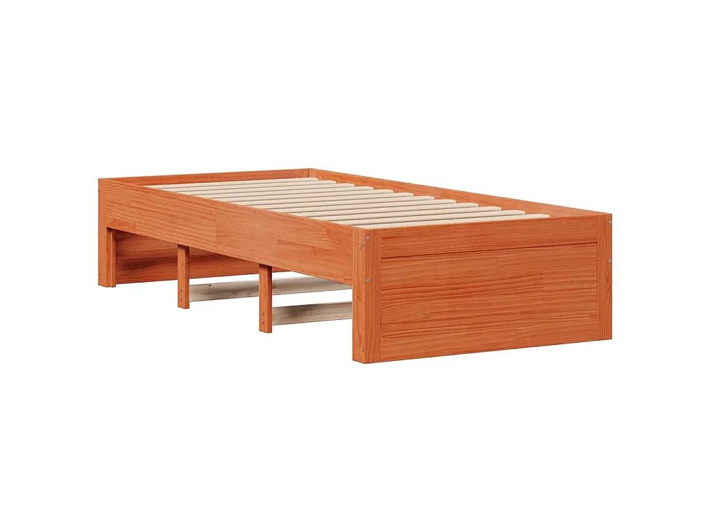 Letto Libreria senza Materasso Marrone Cera 75x190 cm in Pino