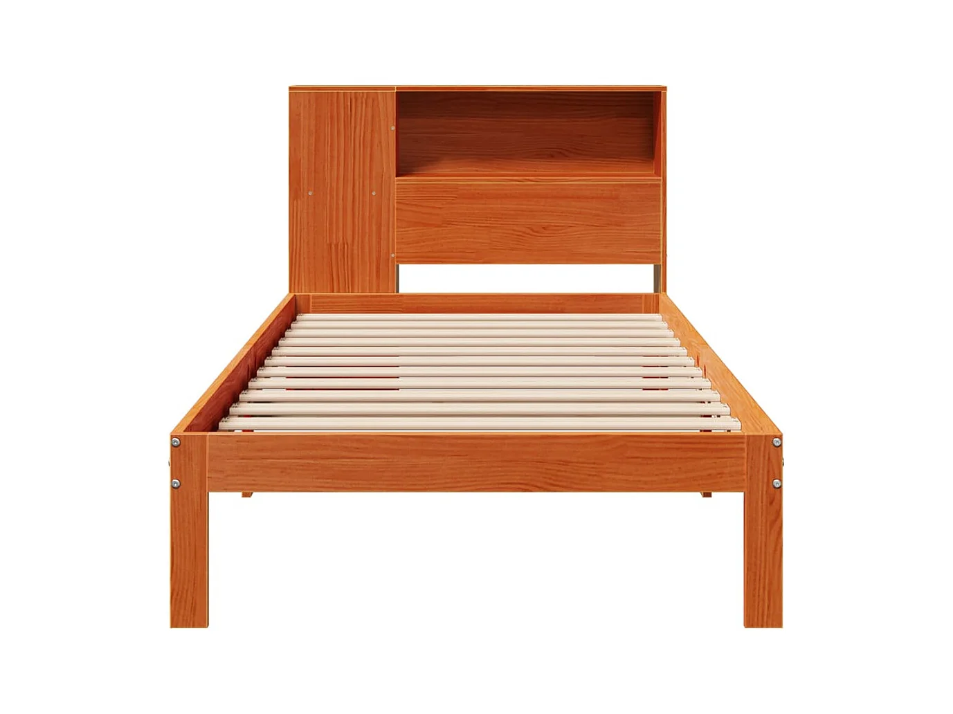 Massivholzbett mit Regal ohne Matratze Wachsbraun 100x200 cm