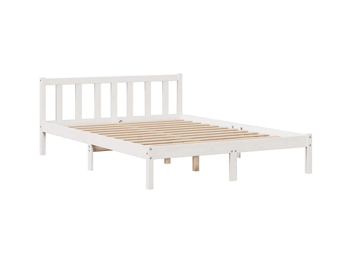 Lit bibliothèque sans matelas blanc 160x200 cm bois pin massif