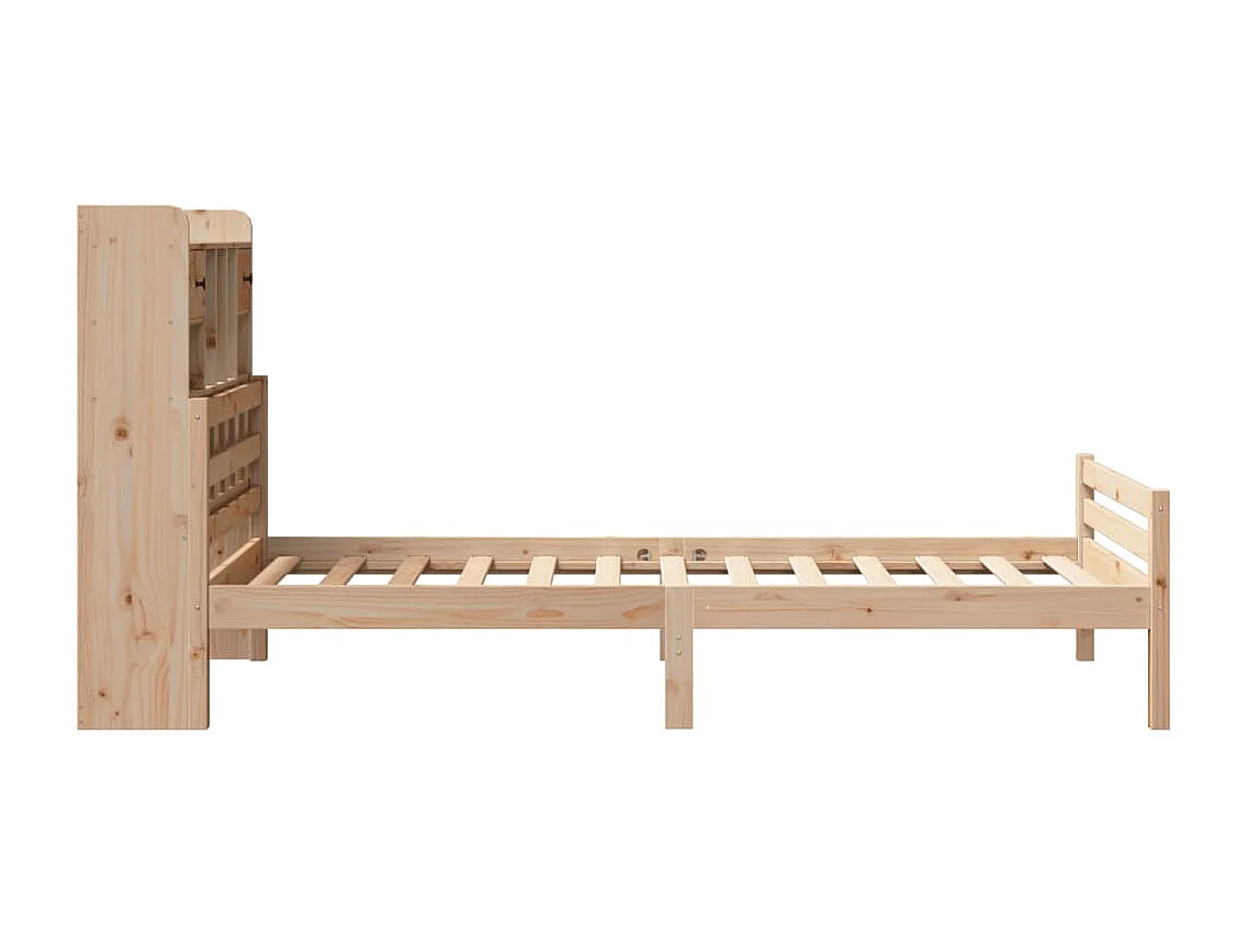 Bed met boekenkast zonder matras massief grenenhout 90x200 cm