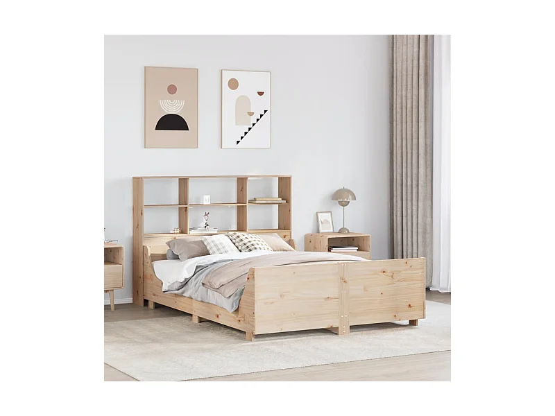 Lit bibliothèque sans matelas 140x200 cm bois massif