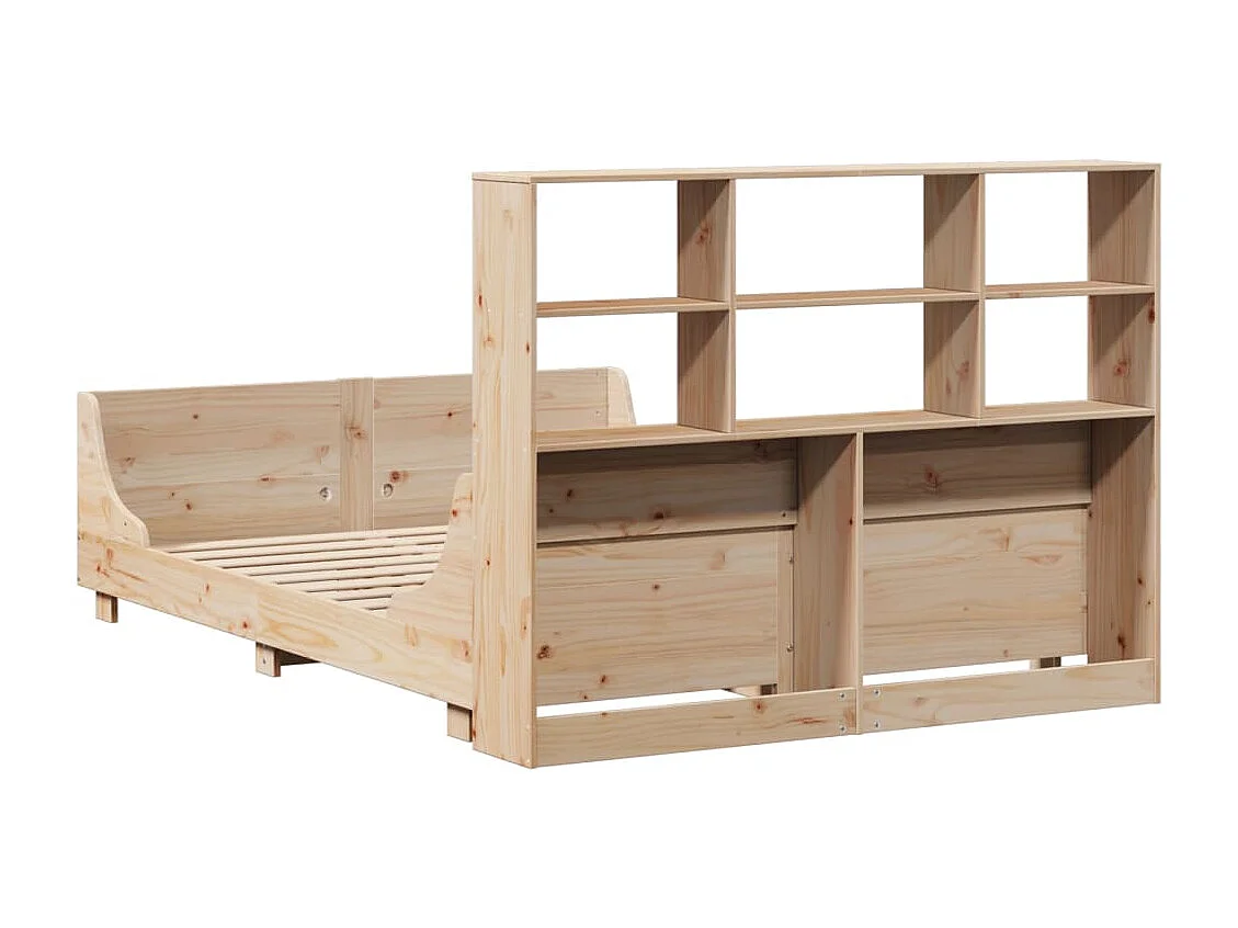 Massivholzbett mit Regal ohne Matratze 140x200 cm
