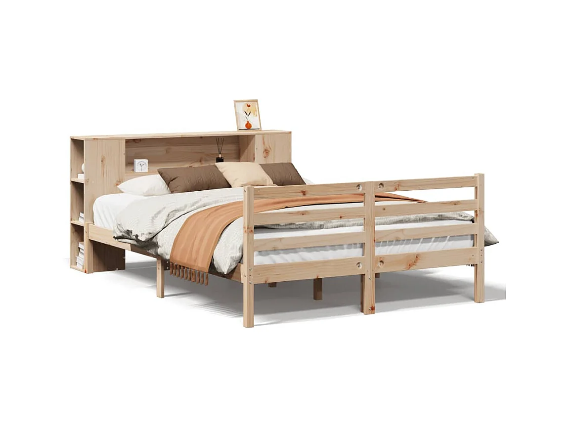 Massivholzbett mit Regal ohne Matratze 150x200 cm Kiefernholz