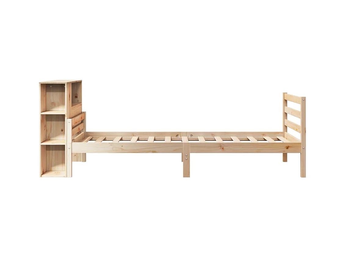 Lit bibliothèque sans matelas 100x200 cm bois massif de pin