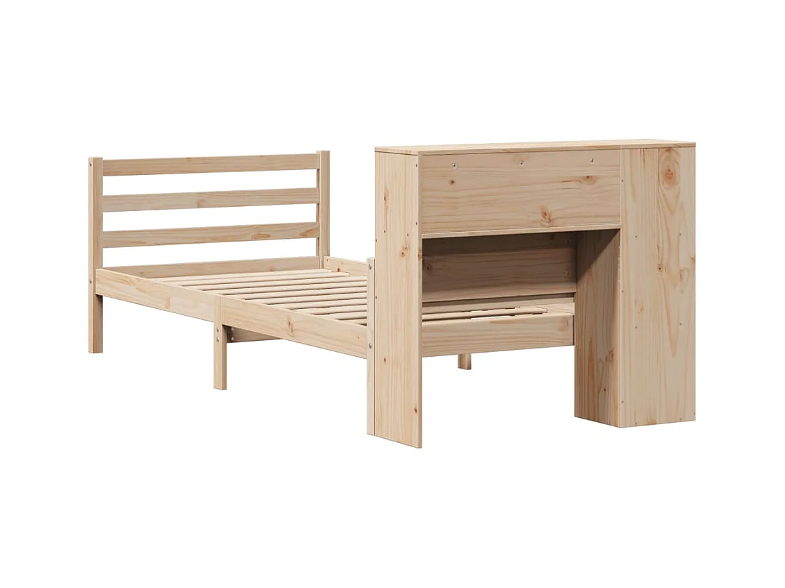 Lit bibliothèque sans matelas 100x200 cm bois massif de pin