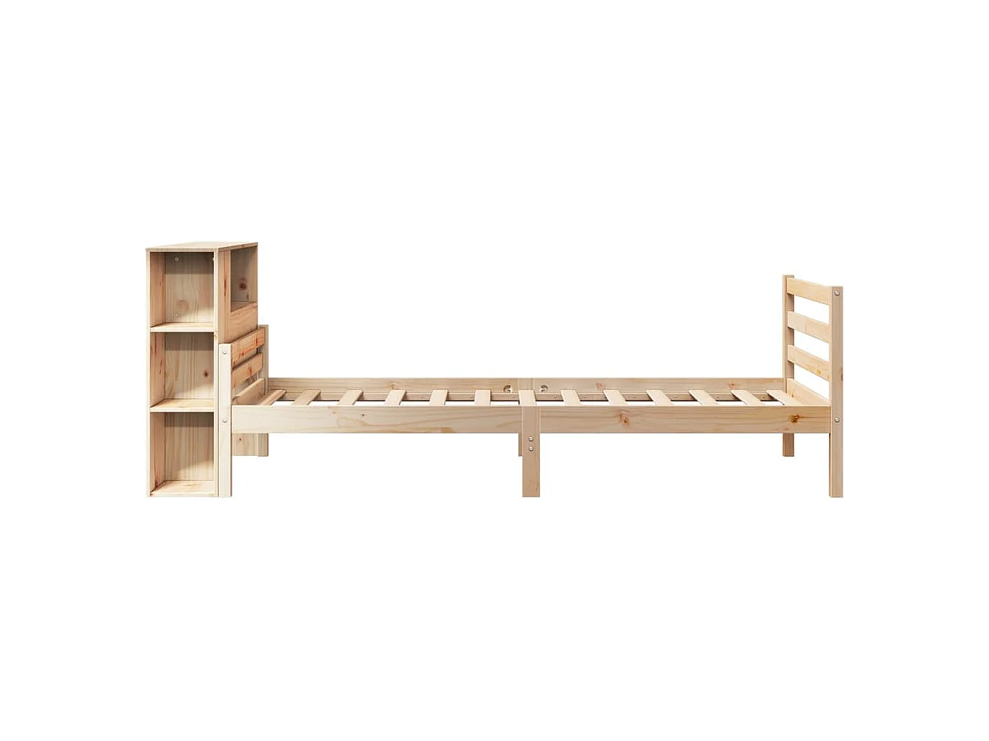 Bed met boekenkast zonder matras massief grenenhout 100x200 cm