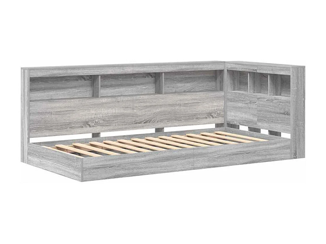 Cama com Estante Sonoma cinzento 75 x 190 cm Madeira processada