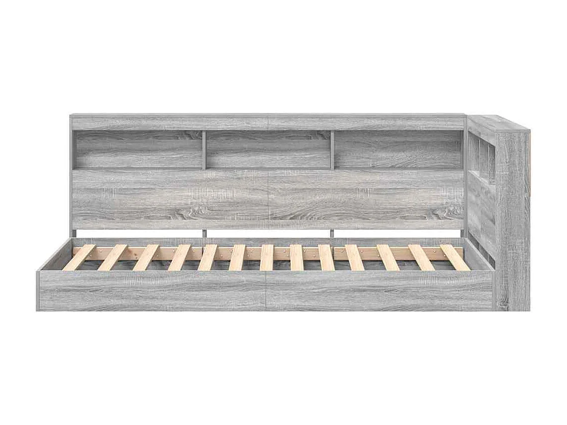 Cama com Estante Sonoma cinzento 75 x 190 cm Madeira processada
