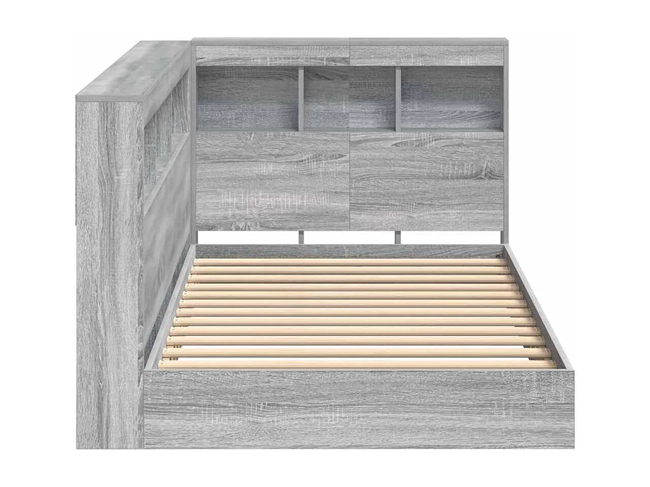 Cama com Estante Sonoma cinzento 75 x 190 cm Madeira processada