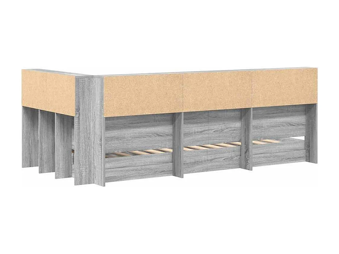 Cama com Estante Sonoma cinzento 75 x 190 cm Madeira processada