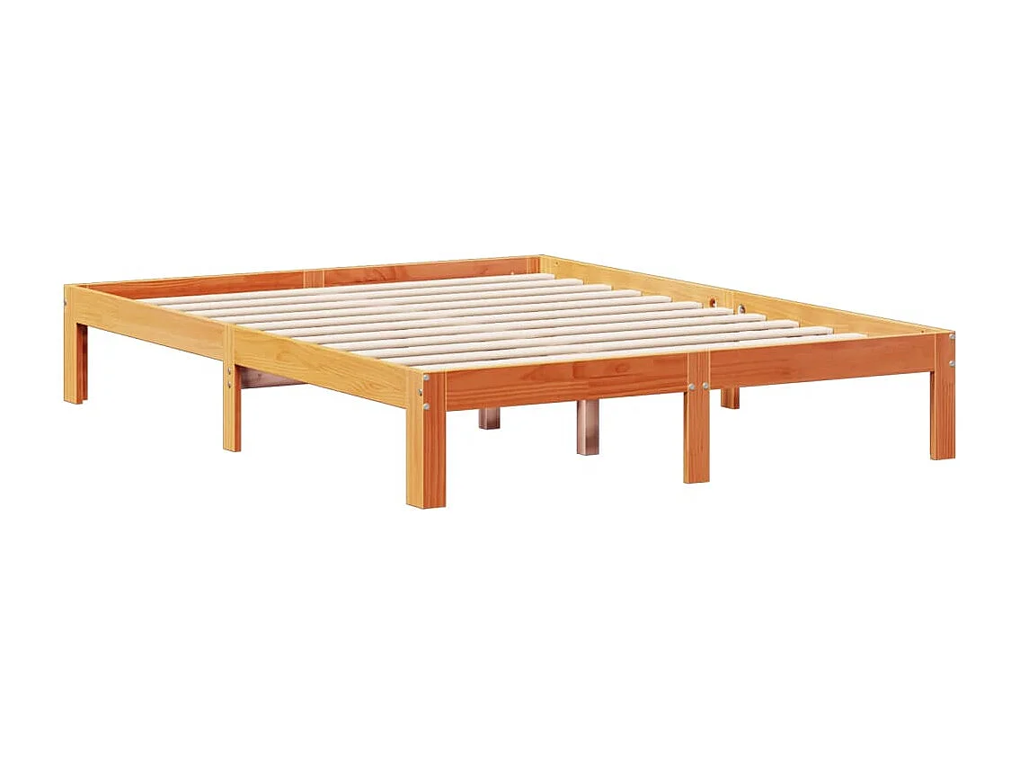 Lit bibliothèque sans matelas cire marron 140x200 cm pin massif