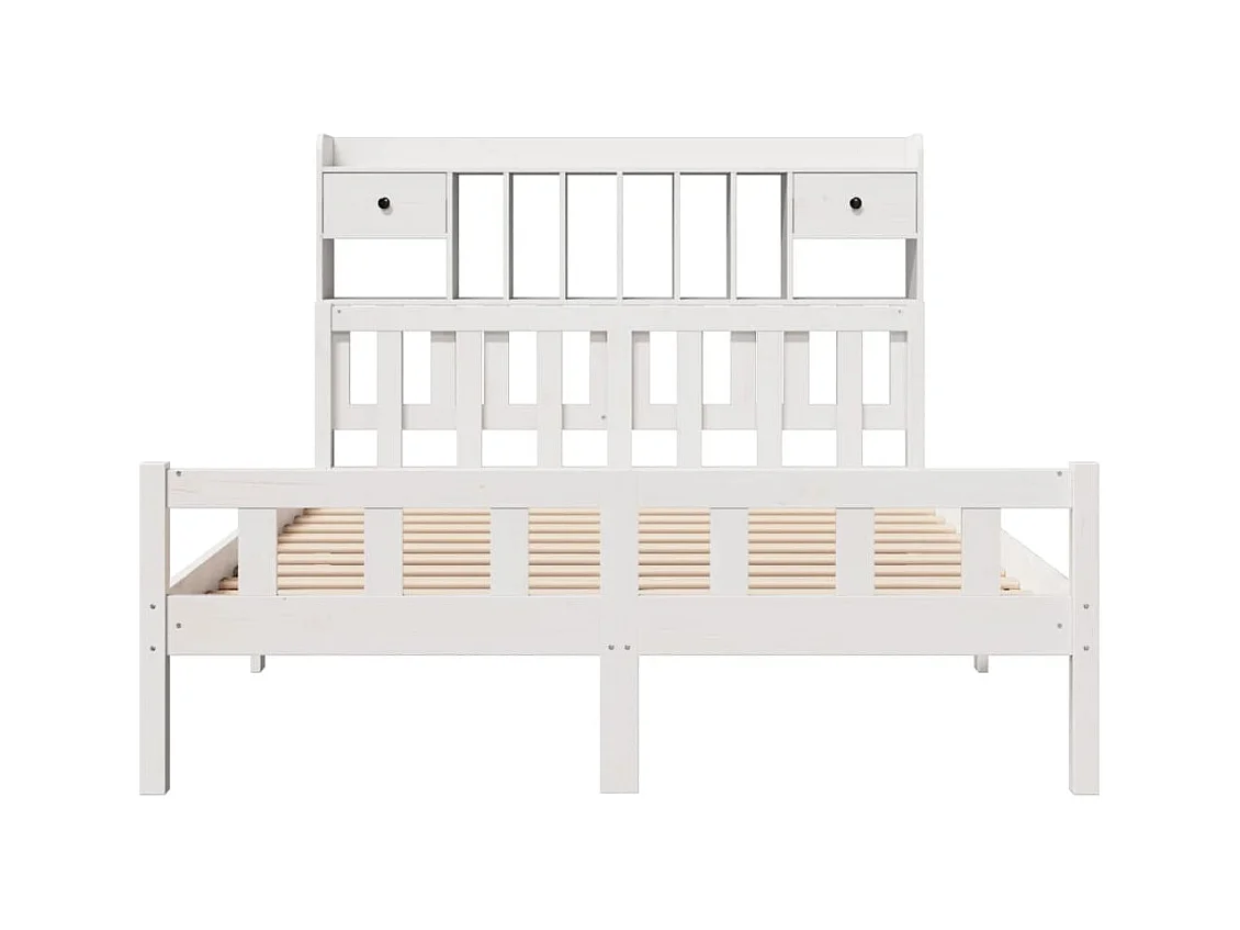 Lit bibliothèque sans matelas blanc 160x200 cm bois pin massif