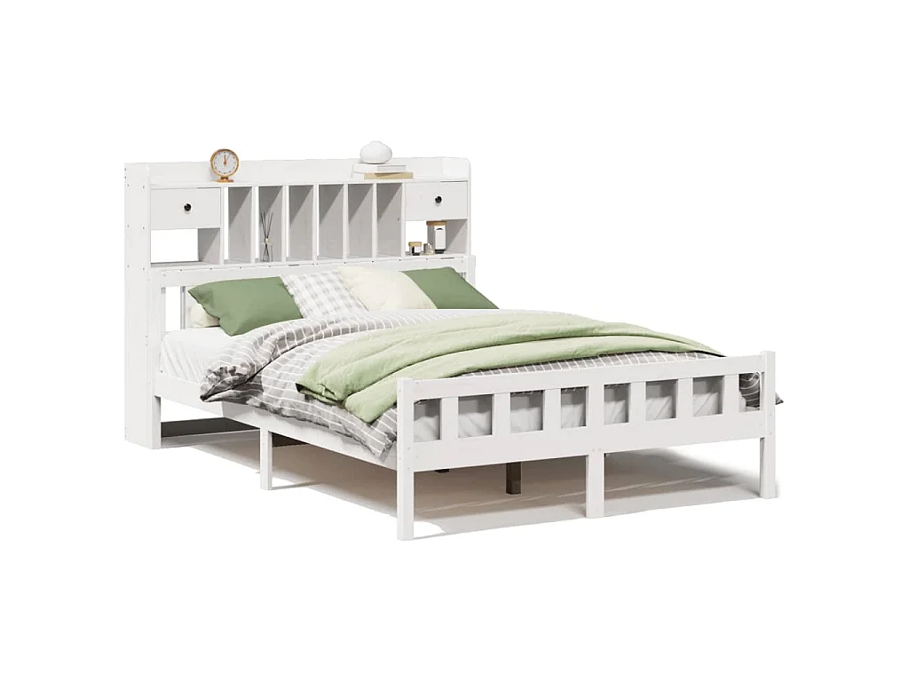 Letto Libreria senza Materasso Bianco 160x200 cm Legno di Pino