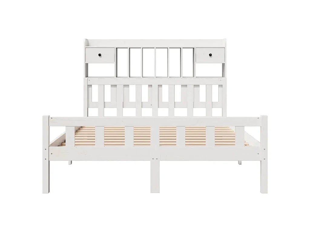 Letto Libreria senza Materasso Bianco 160x200 cm Legno di Pino