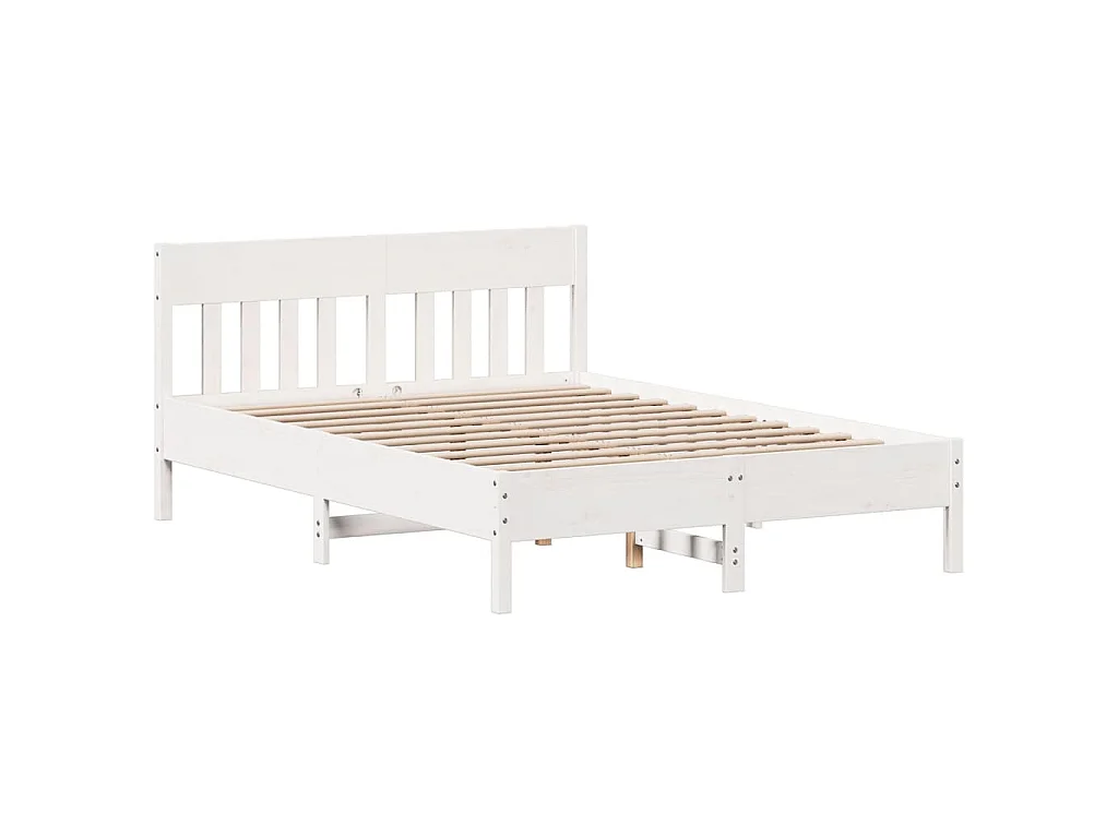 Lit bibliothèque sans matelas blanc 150x200 cm bois pin massif