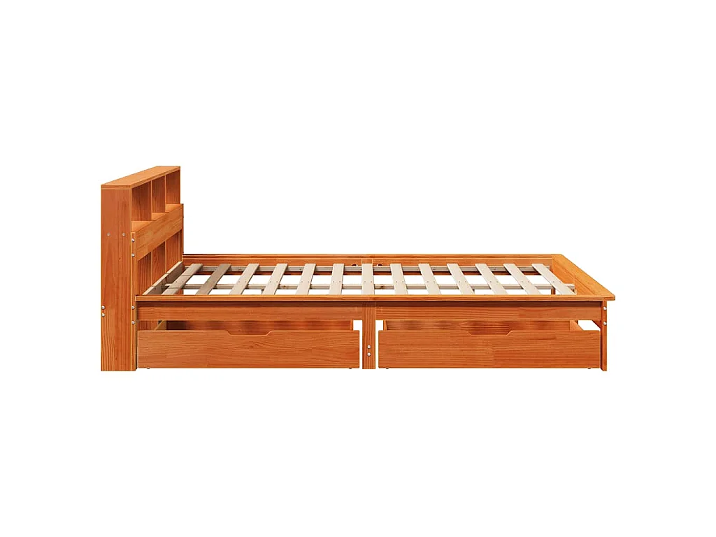 Letto Libreria senza Materasso Marrone Cera 120x190 cm in Pino