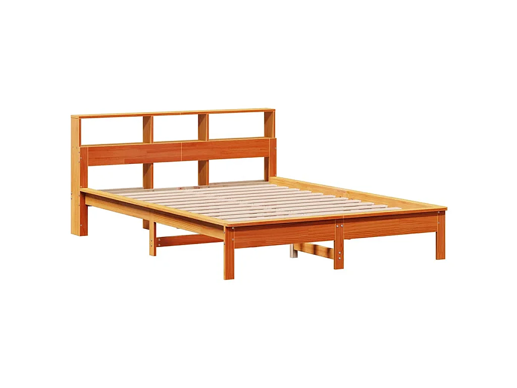 Letto Libreria senza Materasso Marrone Cera 120x190 cm in Pino