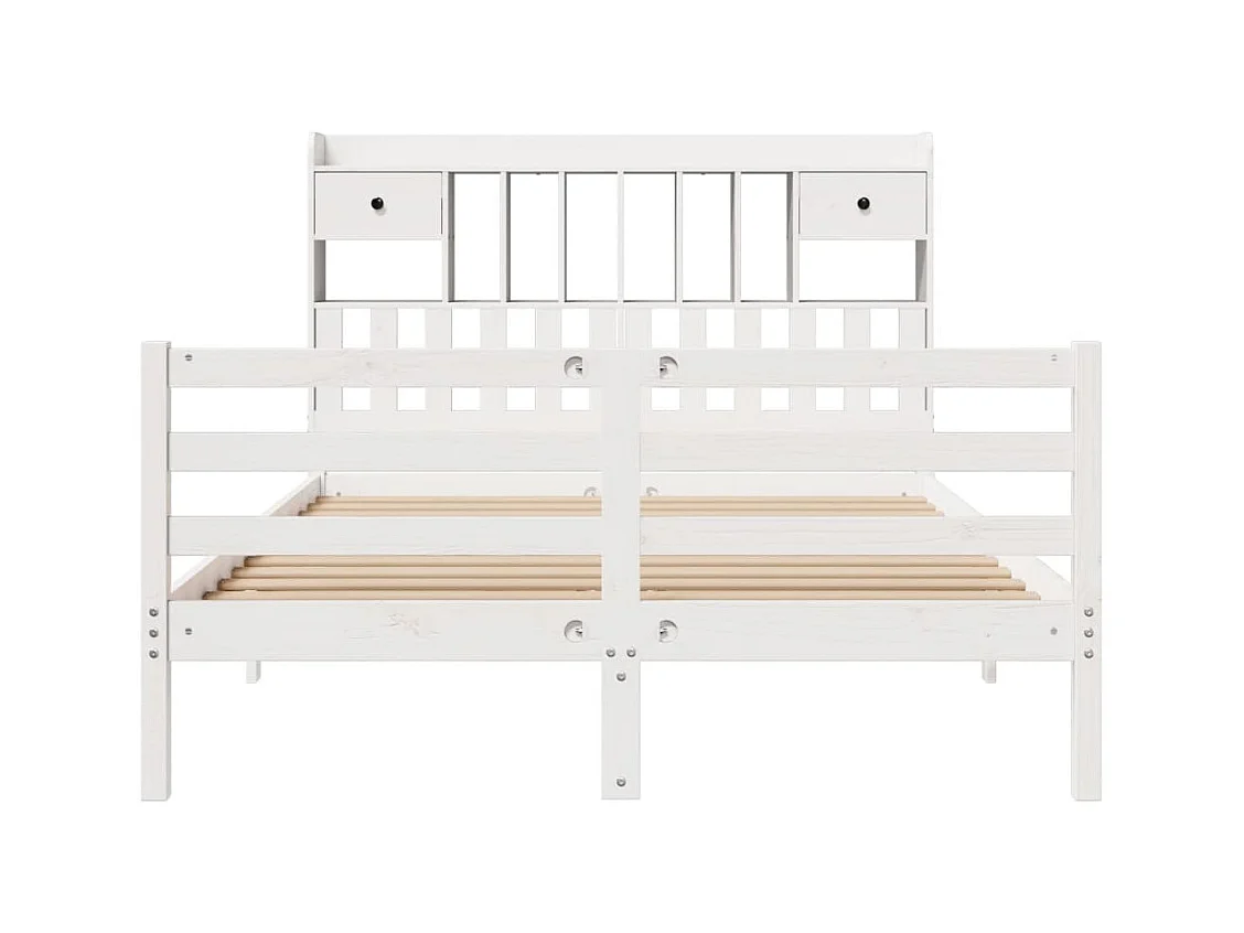 Letto Libreria senza Materasso Bianco 150x200 cm Legno di Pino