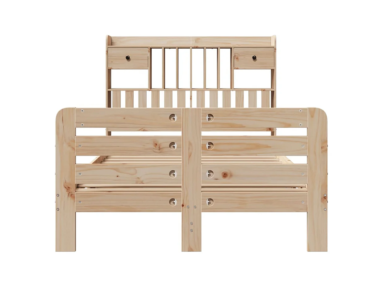 Cama con estantería sin colchón madera maciza de pino 135x190cm
