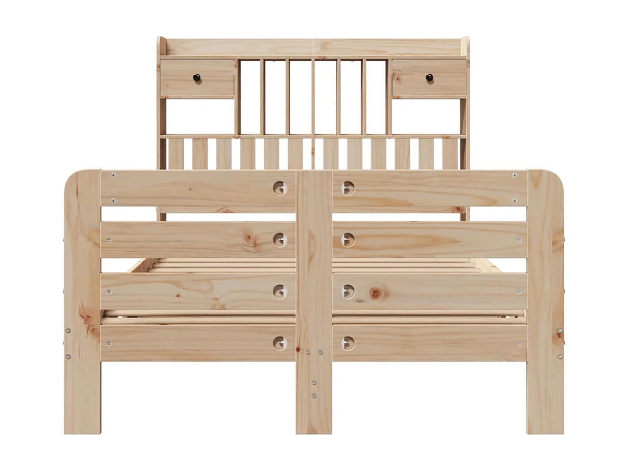 Letto Libreria senza Materasso 135x190 cm in Legno di Pino