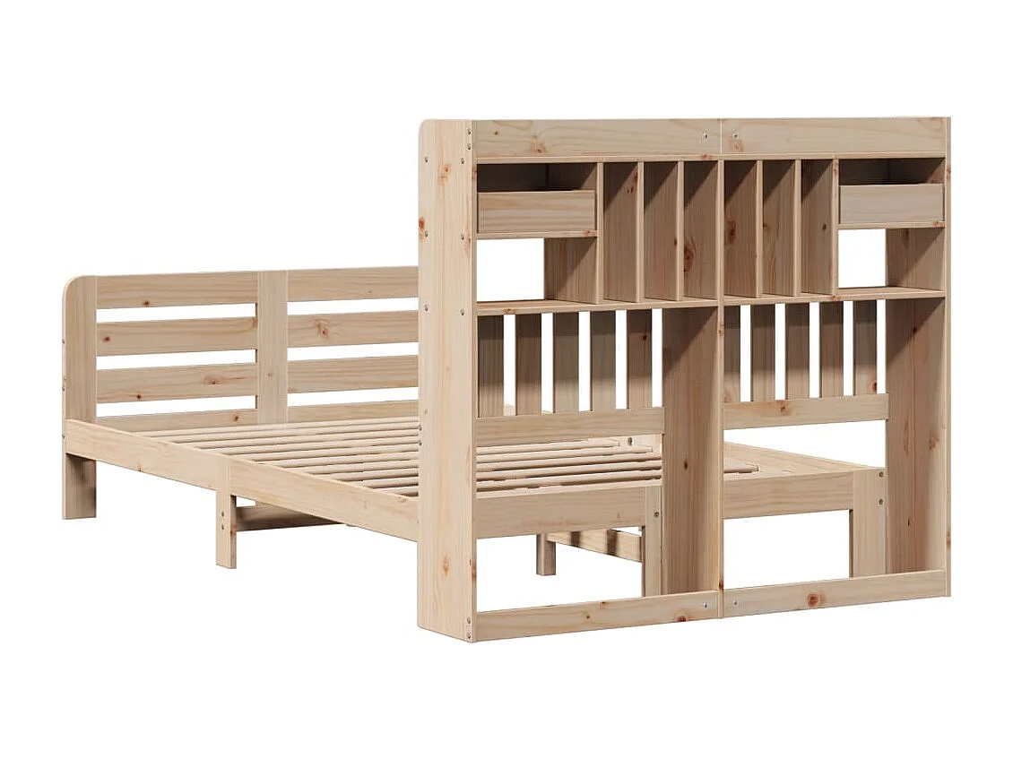 Letto Libreria senza Materasso 135x190 cm in Legno di Pino