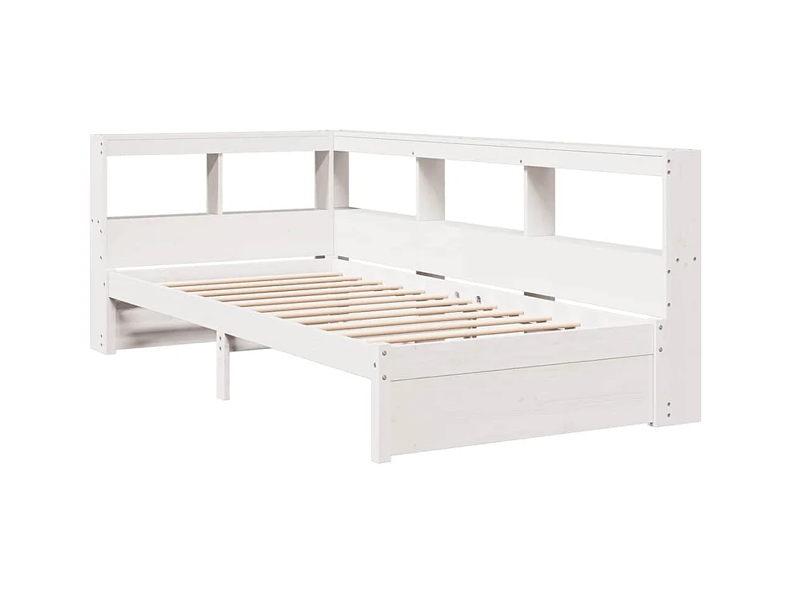 Cama con estantería sin colchón madera maciza blanco 90x200 cm