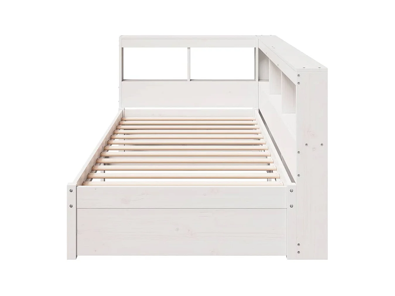 Cama con estantería sin colchón madera maciza blanco 90x200 cm