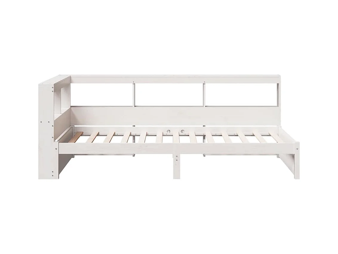 Cama con estantería sin colchón madera maciza blanco 90x200 cm