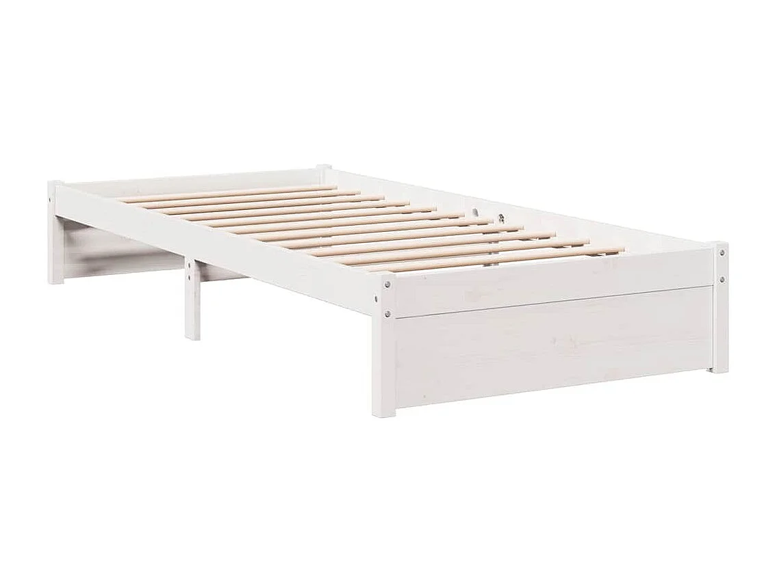 Lit bibliothèque sans matelas blanc 90x200cm bois de pin massif