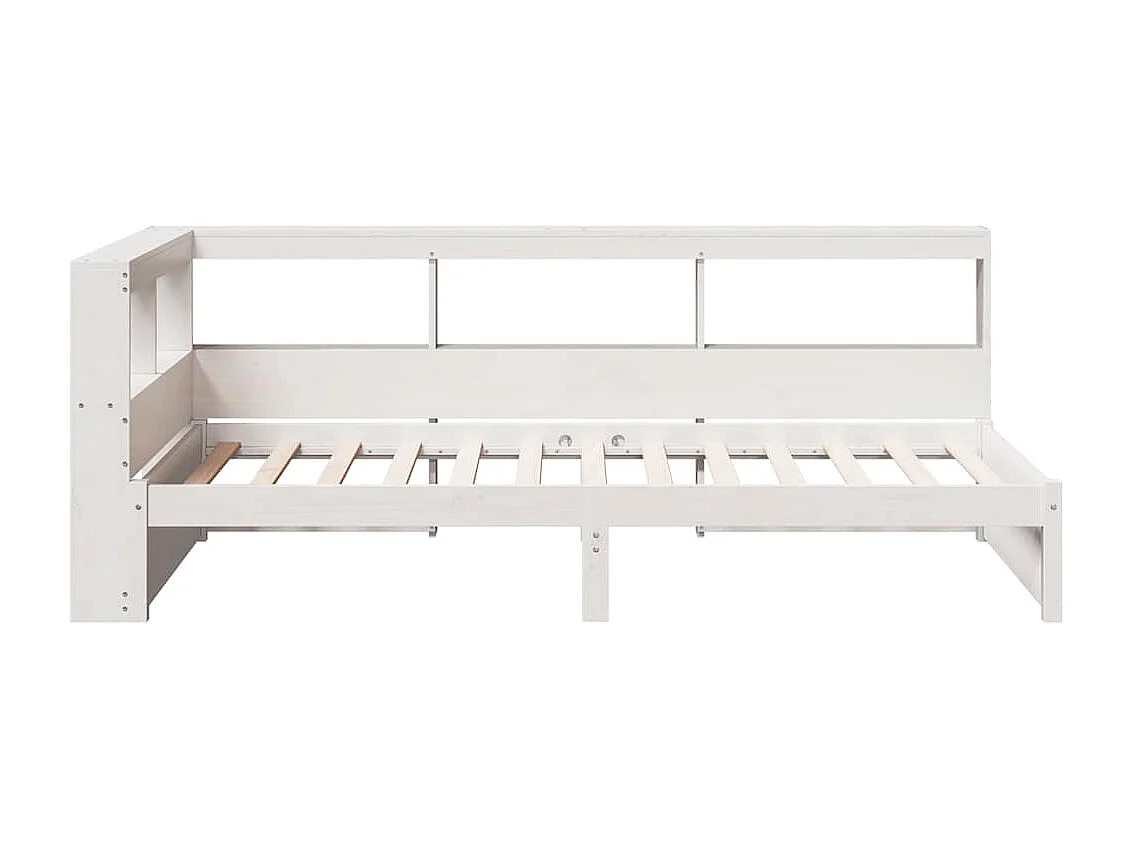 Lit bibliothèque sans matelas blanc 90x200cm bois de pin massif