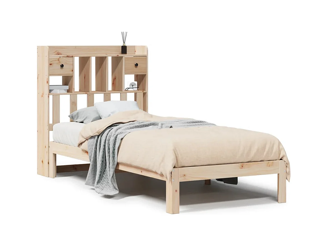 Lit bibliothèque sans matelas 90x190 cm bois de pin massif