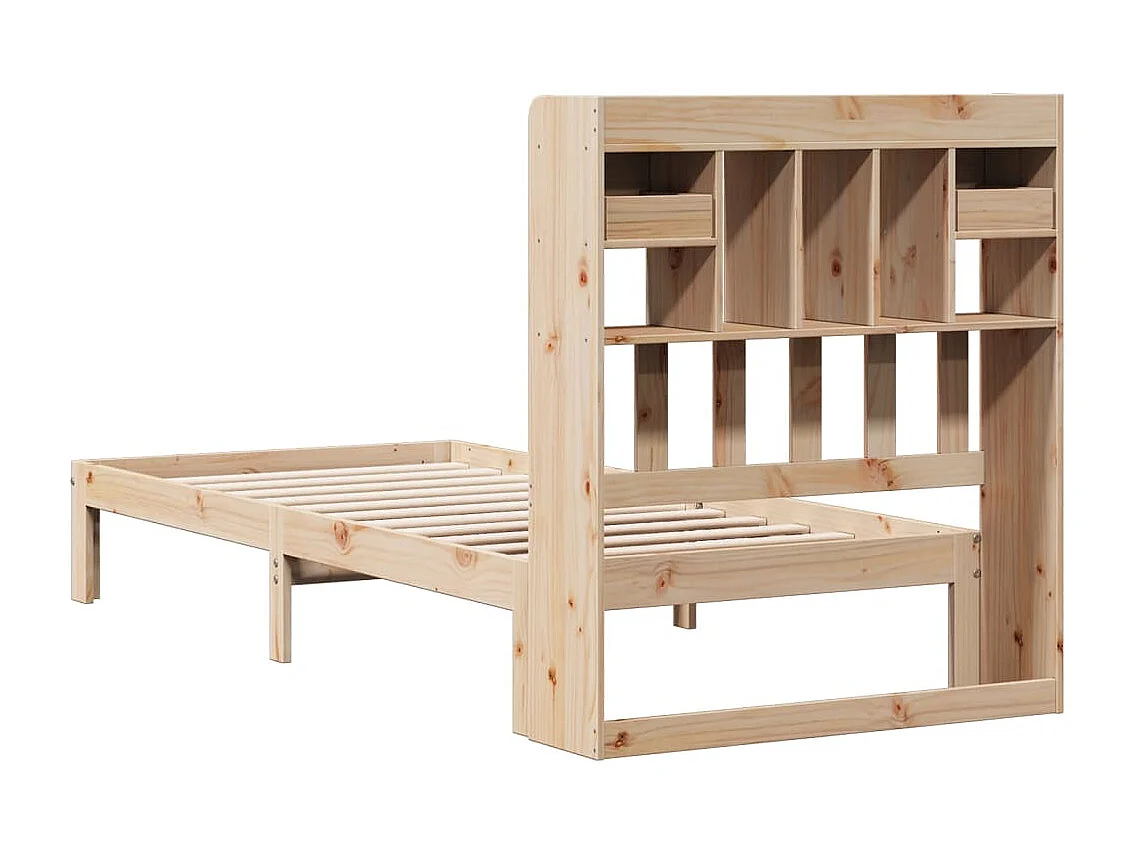 Cama con estantería sin colchón madera maciza de pino 90x190 cm