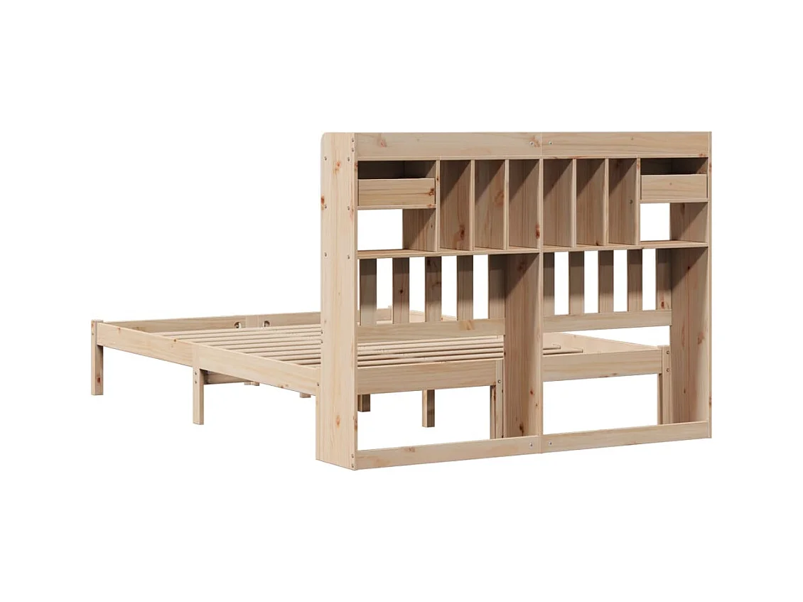 Massivholzbett mit Regal ohne Matratze 140x190 cm Kiefernholz