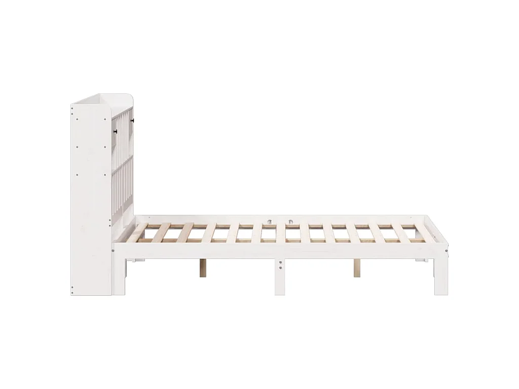 Cama com estante sem colchão 150x200 cm pinho maciço branco