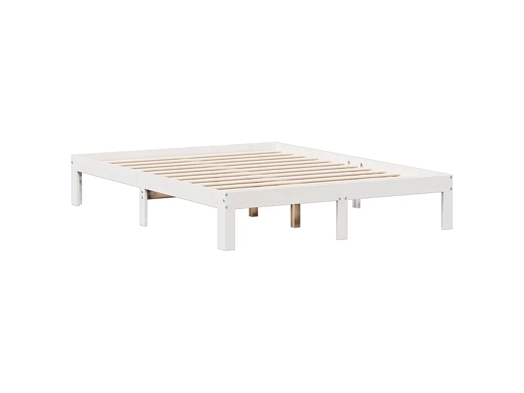 Cama com estante sem colchão 150x200 cm pinho maciço branco