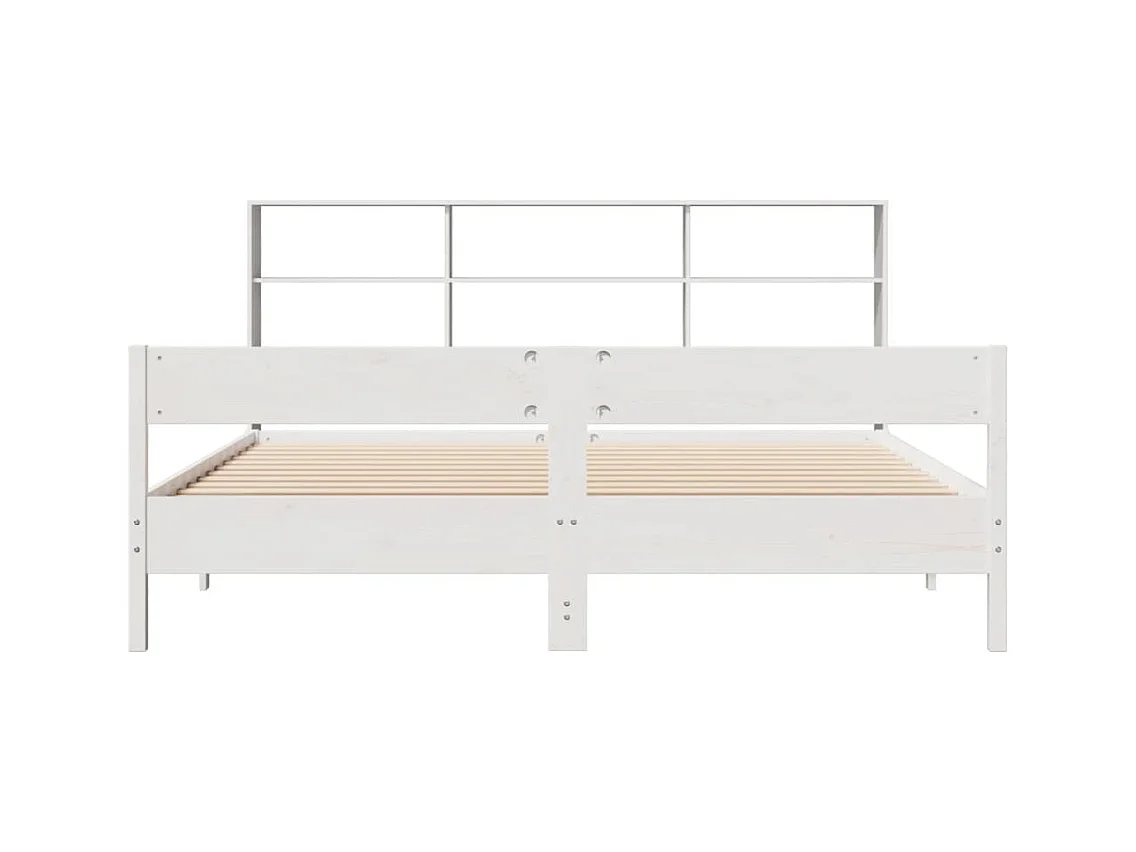 Lit bibliothèque sans matelas blanc 180x200 cm bois pin massif