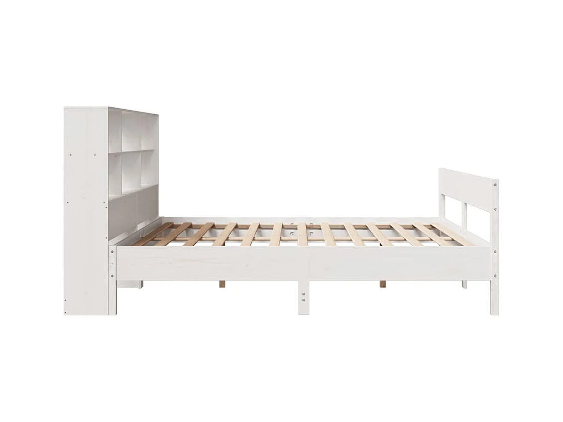 Lit bibliothèque sans matelas blanc 180x200 cm bois pin massif