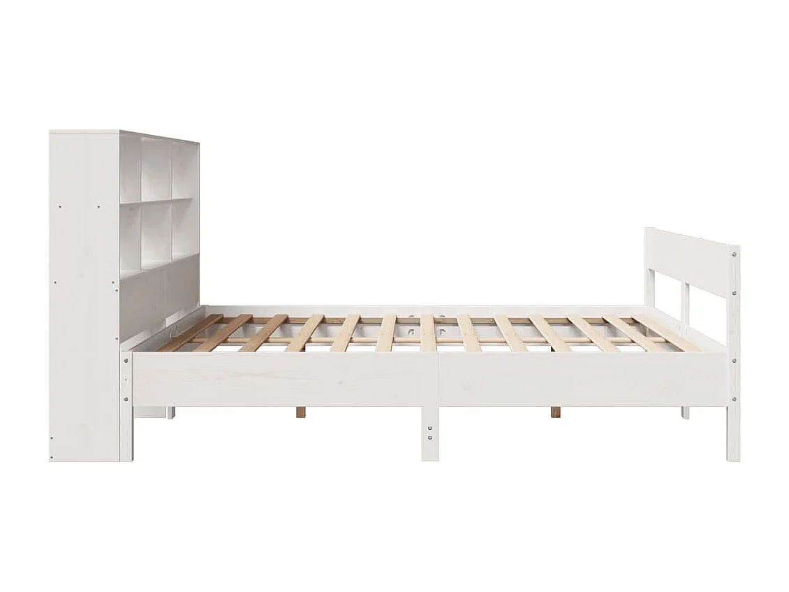 Cama con estantería sin colchón madera maciza blanca 180x200 cm