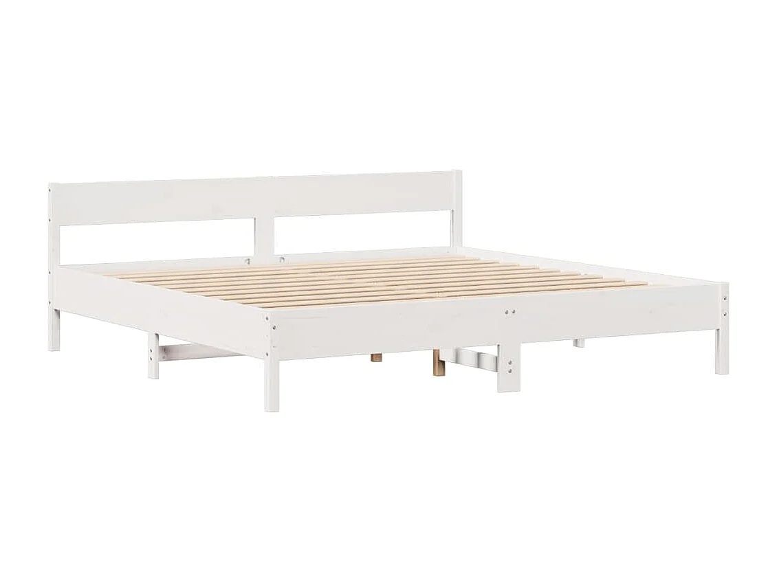 Cama con estantería sin colchón madera maciza blanca 180x200 cm