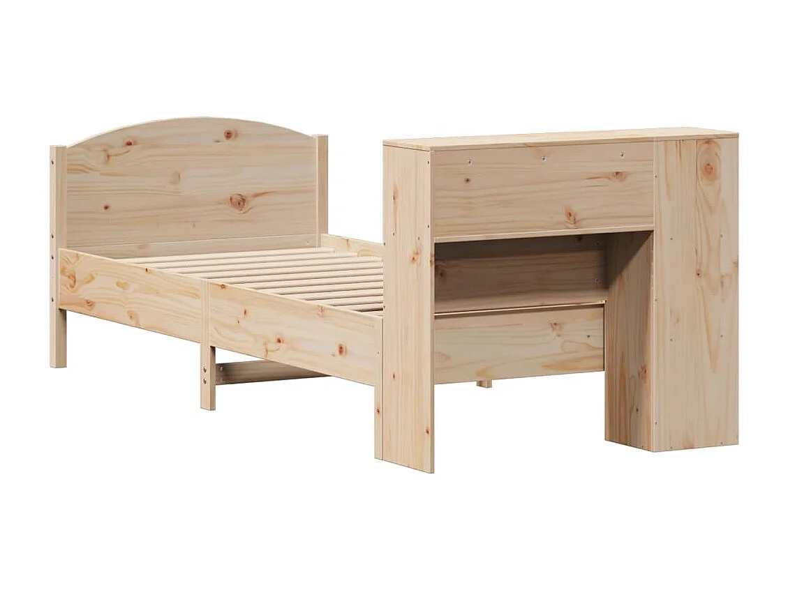 Bed met boekenkast zonder matras massief grenenhout 100x200 cm