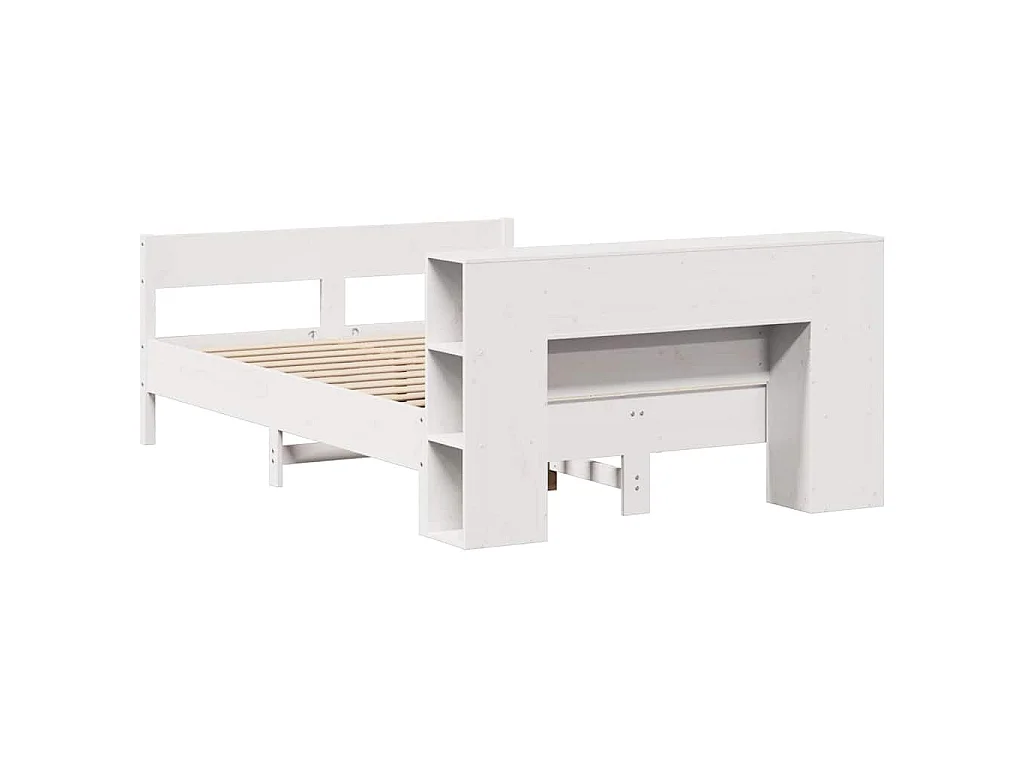 Bed met boekenkast zonder matras grenenhout wit 160x200 cm