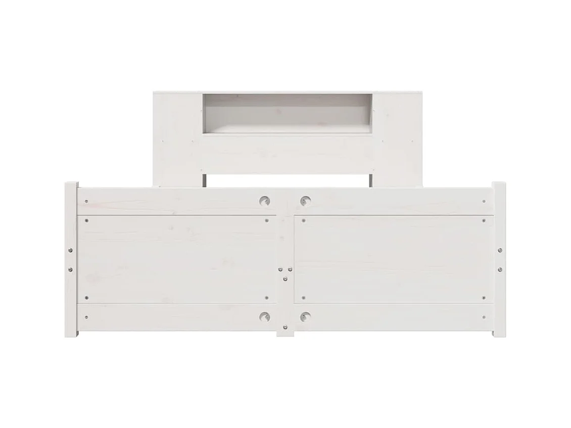 Lit bibliothèque sans matelas blanc 135x190 cm bois pin massif