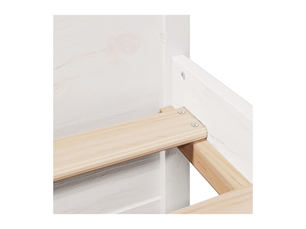 Lit bibliothèque sans matelas blanc 135x190 cm bois pin massif