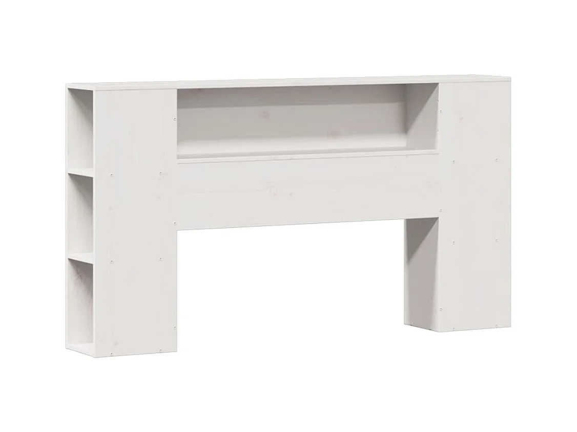 Lit bibliothèque sans matelas blanc 135x190 cm bois pin massif